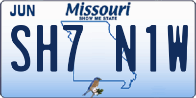 MO license plate SH7N1W