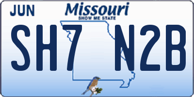 MO license plate SH7N2B