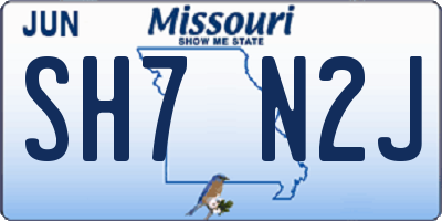 MO license plate SH7N2J
