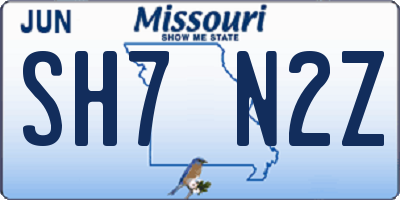 MO license plate SH7N2Z