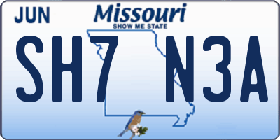 MO license plate SH7N3A