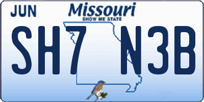 MO license plate SH7N3B