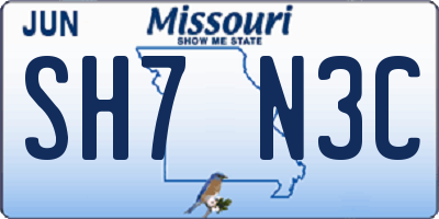 MO license plate SH7N3C