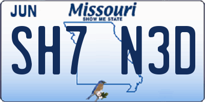 MO license plate SH7N3D