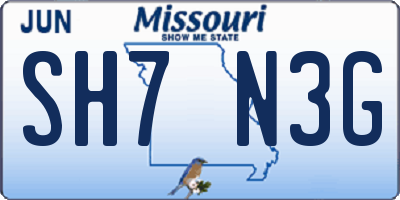 MO license plate SH7N3G