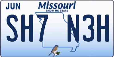 MO license plate SH7N3H