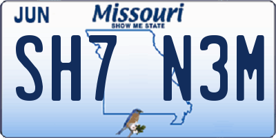 MO license plate SH7N3M