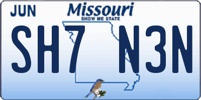MO license plate SH7N3N