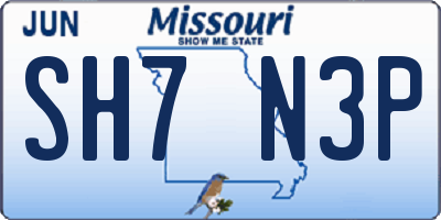 MO license plate SH7N3P