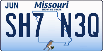 MO license plate SH7N3Q