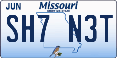 MO license plate SH7N3T