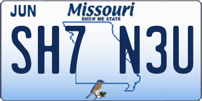 MO license plate SH7N3U