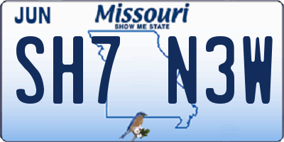 MO license plate SH7N3W