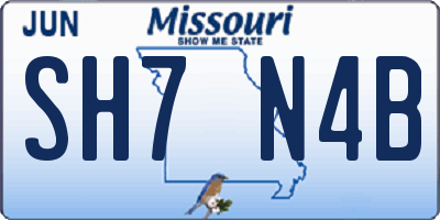 MO license plate SH7N4B