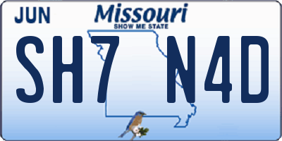 MO license plate SH7N4D