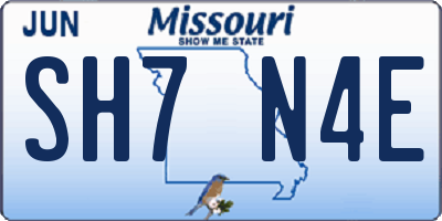 MO license plate SH7N4E