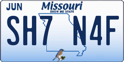 MO license plate SH7N4F