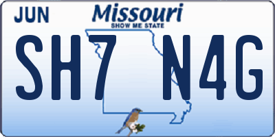 MO license plate SH7N4G