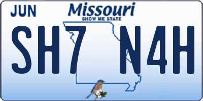 MO license plate SH7N4H