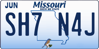 MO license plate SH7N4J