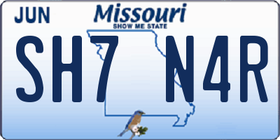 MO license plate SH7N4R