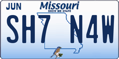 MO license plate SH7N4W