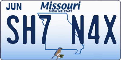 MO license plate SH7N4X