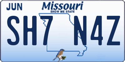 MO license plate SH7N4Z
