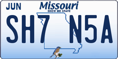 MO license plate SH7N5A