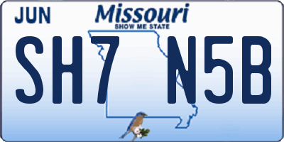 MO license plate SH7N5B