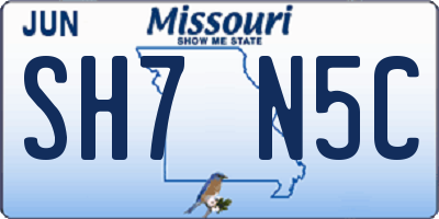 MO license plate SH7N5C
