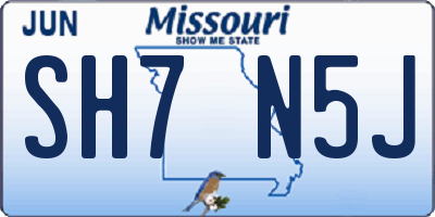MO license plate SH7N5J