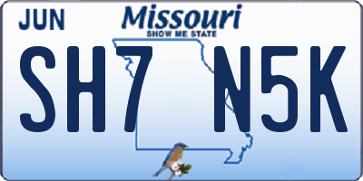 MO license plate SH7N5K