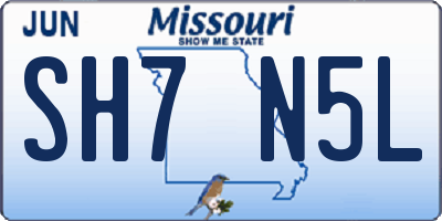 MO license plate SH7N5L