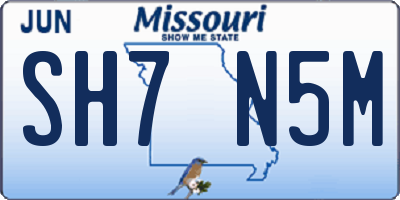 MO license plate SH7N5M