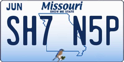MO license plate SH7N5P