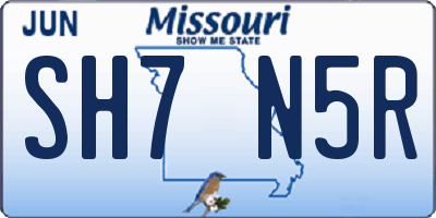 MO license plate SH7N5R
