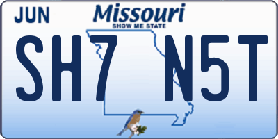 MO license plate SH7N5T