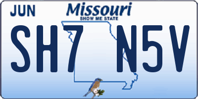 MO license plate SH7N5V