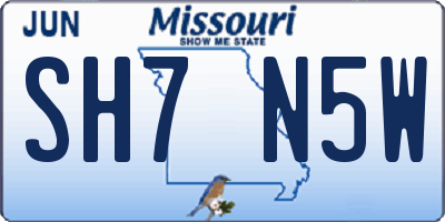 MO license plate SH7N5W