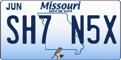 MO license plate SH7N5X