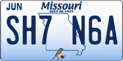 MO license plate SH7N6A