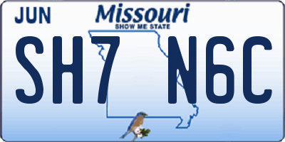 MO license plate SH7N6C