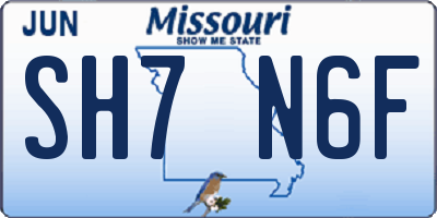 MO license plate SH7N6F