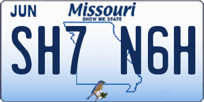 MO license plate SH7N6H