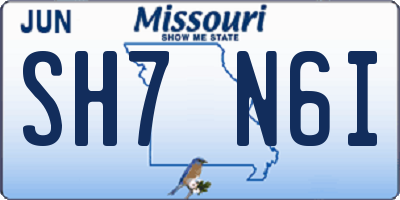 MO license plate SH7N6I