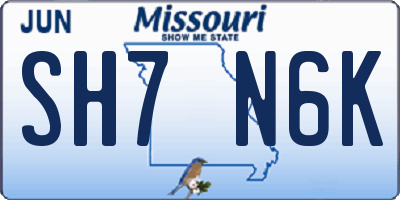 MO license plate SH7N6K