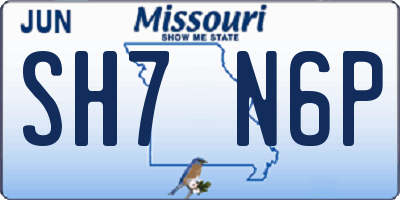MO license plate SH7N6P