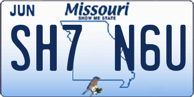 MO license plate SH7N6U