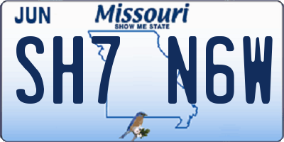 MO license plate SH7N6W